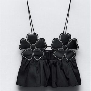 Zara Black Camisole with Floral Design